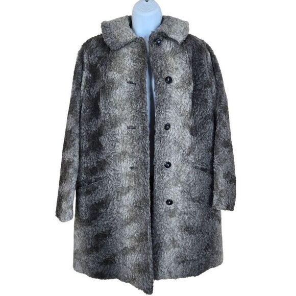 Vintage 60s Gotham Persian Lamb Llama Curl Coat Womens M Gray Mid Length - Picture 1 of 7